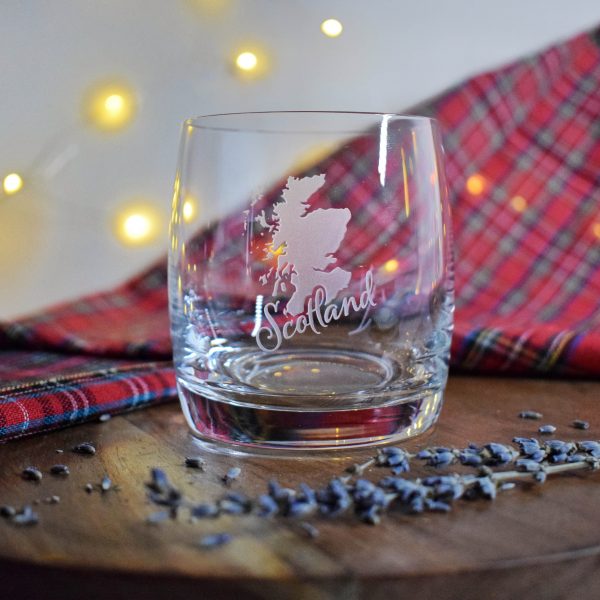 Burns Whisky Glass, Scottish Gift Background with Engraving