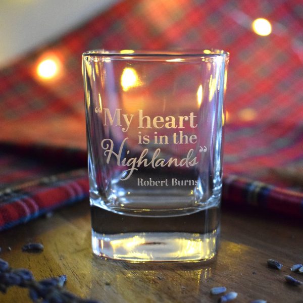 Burns Square Dram Glass with Engraving