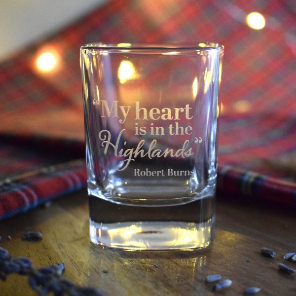 Burns Square Dram Glass Scottish Gift with Engraving