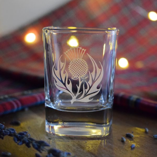 Burns Square Dram Glass with Engraving